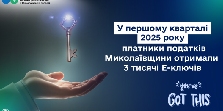 У першому кварталі 2025 року платники податків Миколаївщини отримали 3 тисячі Е-ключів