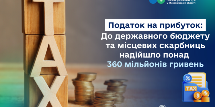 До державного та місцевих бюджетів Миколаївщини надійшло понад 360 млн грн податку на прибуток