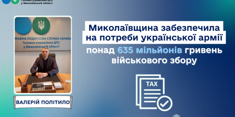 Миколаївщина забезпечила на потреби української армії понад 635 млн.грн. військового збору