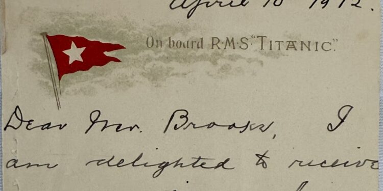 Лист відомого вцілілого з «Титаніка» продали за рекордні 300 тис. фунтів стерлінгів (ФОТО)