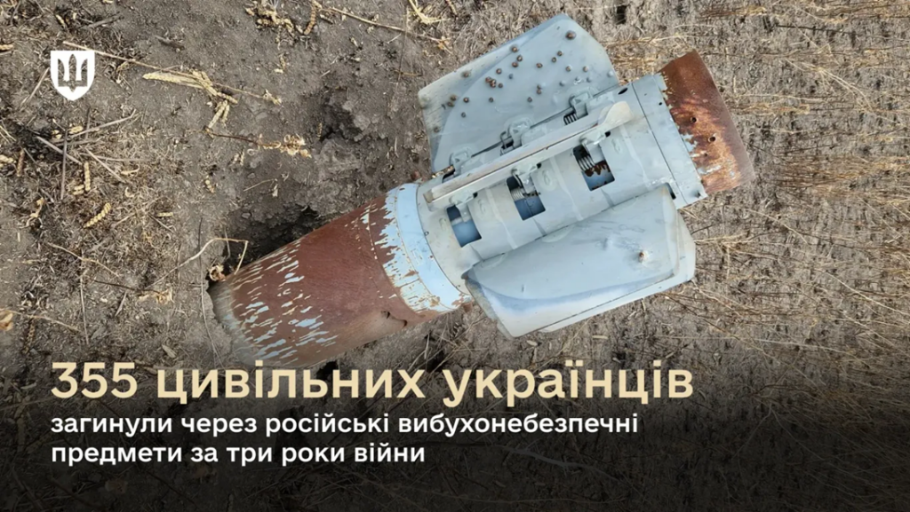 З початку повномасштабної війни через російські міни та снаряди загинуло 335 цивільних, зокрема 18 дітей 1