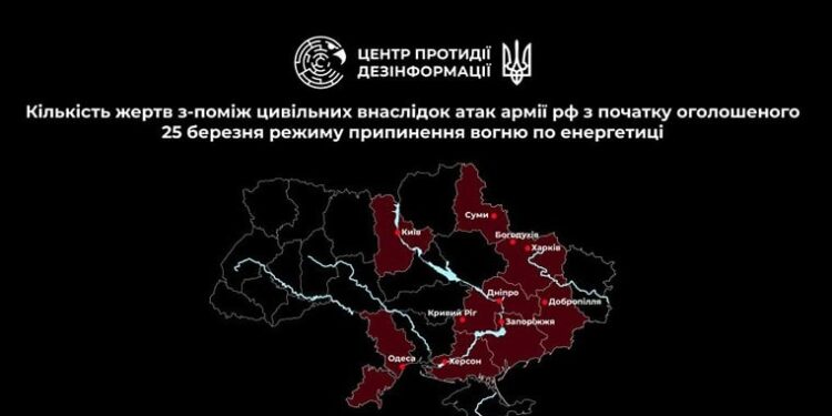 За 22 дні так званого «енергетичного перемир’я» росіяни вбили майже у 2,5 раза більше українців, ніж за 22 дні перед його оголошенням, – ЦПД