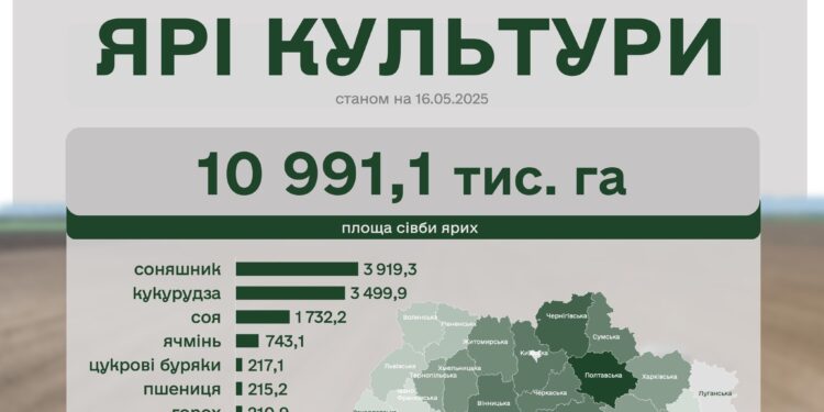 Аграрії засіяли ярими культурами вже 87% прогнозованих площ