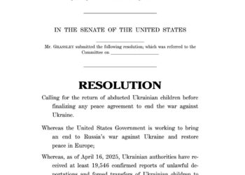 У Сенат США внесли резолюцію, яка закликає повернути всіх викрадених українських дітей до укладення будь-якої мирної угоди з росією