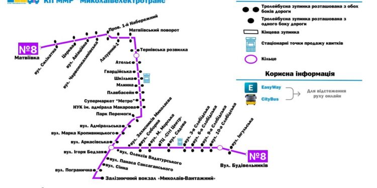 У Миколаєві тимчасово змінили рух тролейбусного маршруту №8