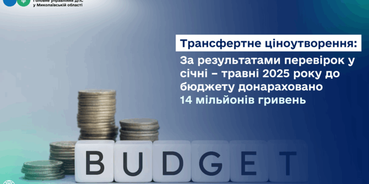Трансфертне ціноутворення: за результатами перевірок у січні–травні 2025 року на Миколаївщині до бюджету донараховано 14 млн.грн.
