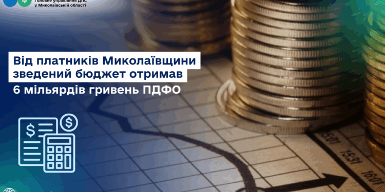 Від платників Миколаївщини зведений бюджет отримав 6 млрд грн ПДФО