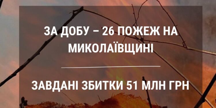 У Держекоінспекції підрахували збитки через пожежі в екосистемах за минулу добу на Миколаївщині – майже 51 млн.грн.
