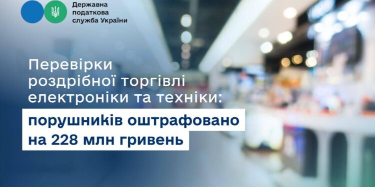 Після перевірок роздрібної торгівлі електроніки та техніки порушників оштрафовано на 228 млн грн