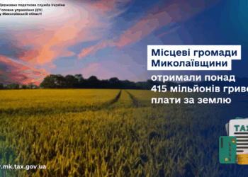 Місцеві громади Миколаївщини отримали понад 415 млн.грн. плати за землю