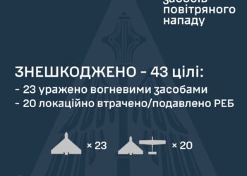 Знешкоджено 43 з 58 ворожих БпЛА