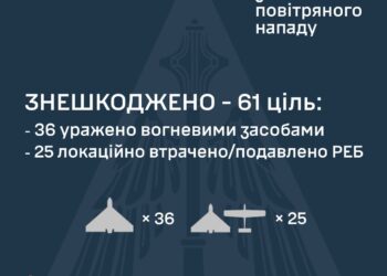 Знешкоджено 61 з 95 ворожих БпЛА