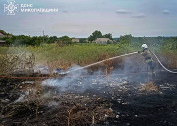 На Миколаївщині горіла вантажівка з зерном і житлові будинки