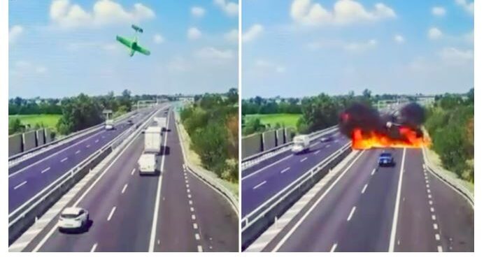 В Італії легкомоторний літак впав на шосе і розбився – в ньому був адвокат з подругою (ВІДЕО)