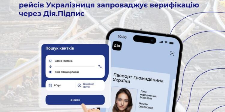 З 1 серпня Укрзалізниця запроваджує верифікацію через Дія.Підпис для низки популярних поїздів