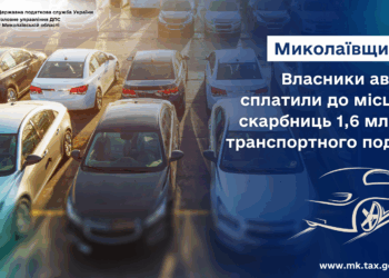 Власники автівок сплатили до місцевих бюджетів Миколаївщини 1,6 млн грн транспортного податку