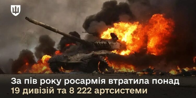 За пів року росармія втратила понад 19 дивізій та 8 222 артсистеми – Міноборони