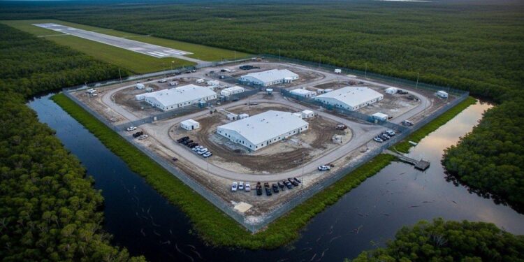 Трамп особисто відкрив міграційний центр серед боліт з алігаторами. Каже – це економія на охороні (ВІДЕО)