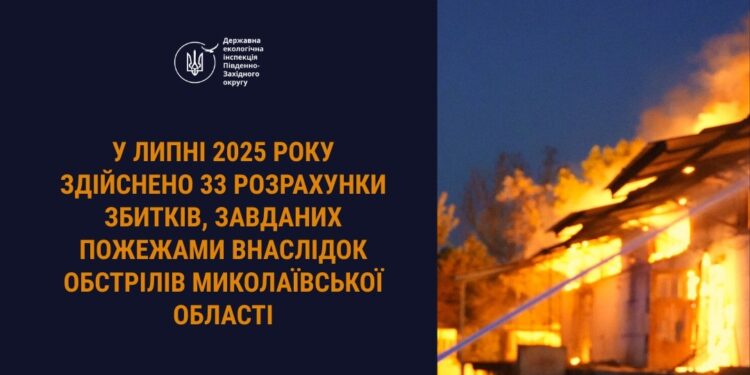 На Миколаївщині збитки від пожеж, спричинених російськими обстрілами у липні, перевищили 66 млн.грн.