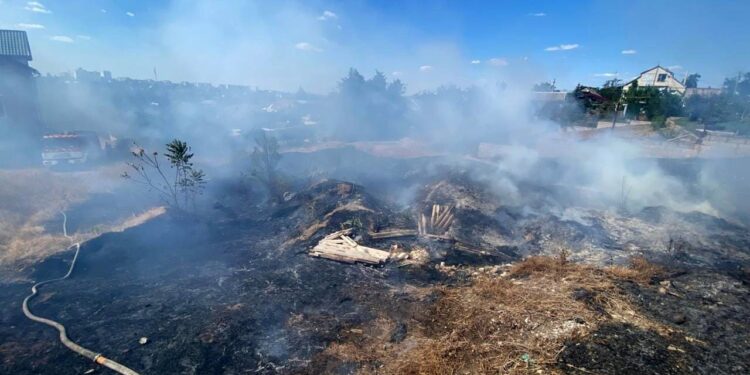 У Миколаєві під час пожежі сухостою постраждала літня жінка (ФОТО)