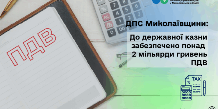 До державної казни забезпечено понад 2 млрд грн податку на додану вартість, – ДПС Миколаївщини
