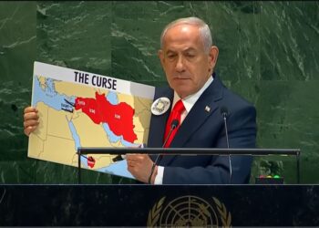 Прем’єр Ізраїлю Нетаньяху і напівпорожньому залі Генасамблеї ООН показав карту “Прокляття” (ВІДЕО)