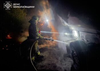 На Миколаївщині під час руху загорілась вантажівка, а від неї –  узбіччя