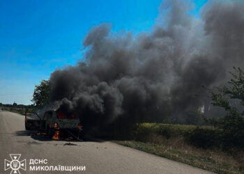 На Миколаївщині під час руху спалахнула автівка (ФОТО)