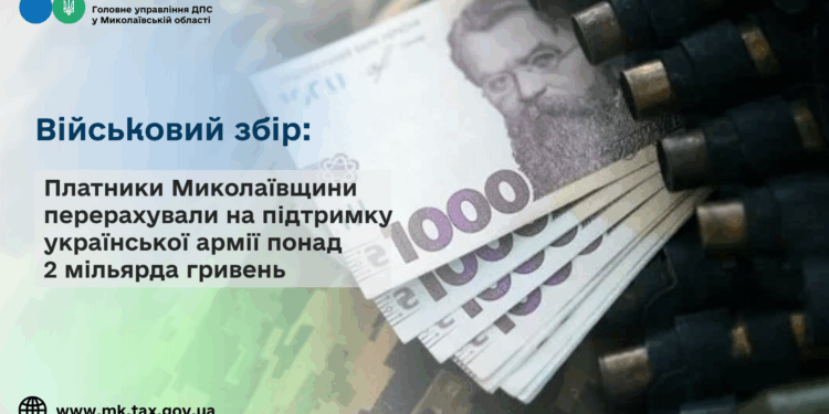 Військовий збір: Платники Миколаївщини перерахували на підтримку української армії понад 2 млрд грн