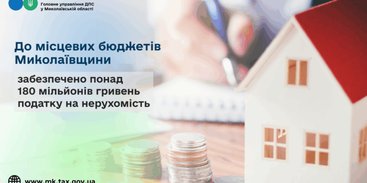 До місцевих бюджетів Миколаївщини забезпечено понад 180 мільйонів гривень податку на нерухомість