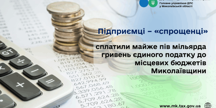 Підприємці – «спрощенці» сплатили майже пів мільярда гривень єдиного податку до місцевих бюджетів Миколаївщини