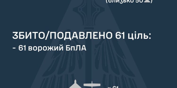 Знешкоджено 61 із 80 ворожих БпЛА
