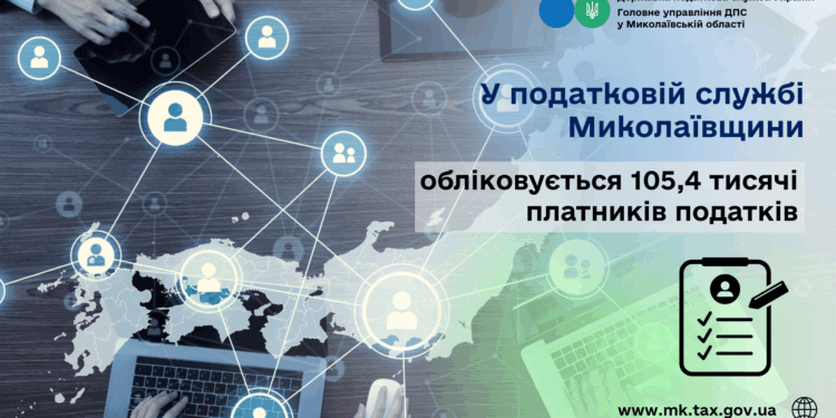 У податковій службі Миколаївщини обліковується 105,4 тисячі платників податків
