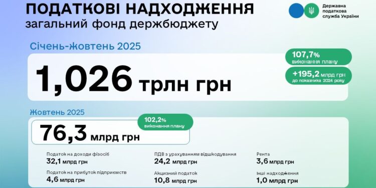 Леся Карнаух: За 10 місяців року до бюджету надійшло понад 1 трлн грн податків та зборів, які контролює ДПС