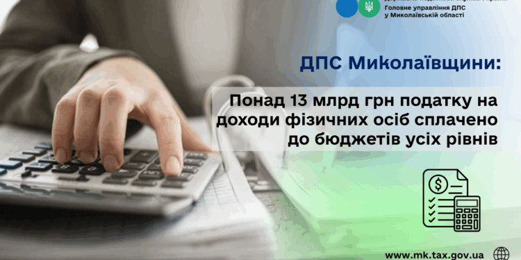 ДПС Миколаївщини: Понад 13 млрд грн податку на доходи фізичних осіб сплачено до бюджетів усіх рівнів