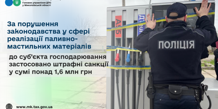 За порушення у сфері реалізації паливно-мастильних матеріалів до суб’єкта господарювання застосовано штраф понад 1,6 млн грн (ФОТО)