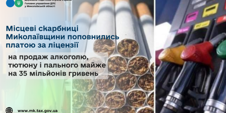 Бюджети Миколаївщини поповнились платою за ліцензії на продаж алкоголю, тютюну і пального майже на 35 млн грн