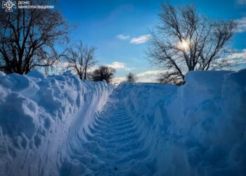 На Миколаївщині зі снігових заметів рятувальники витягали «швидку» з пацієнткою (ВІДЕО)