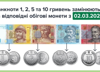 З 2 березня 2026 року банкноти номіналами 1, 2, 5 та 10 гривень перестають бути платіжними засобами