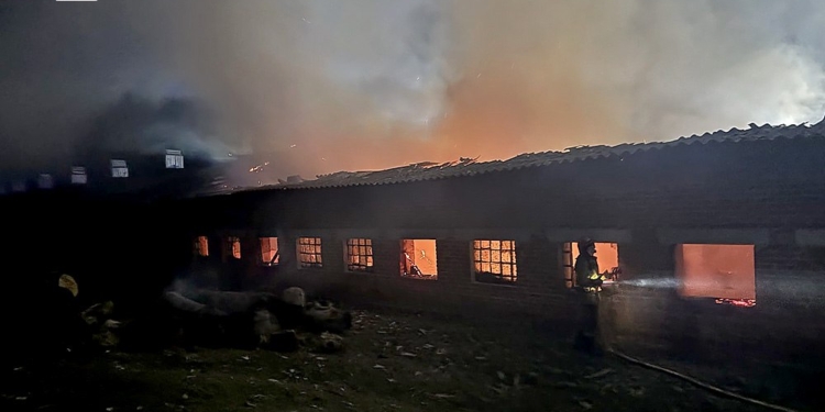 На Миколаївщині на світанку гасили пожежу свиноферми