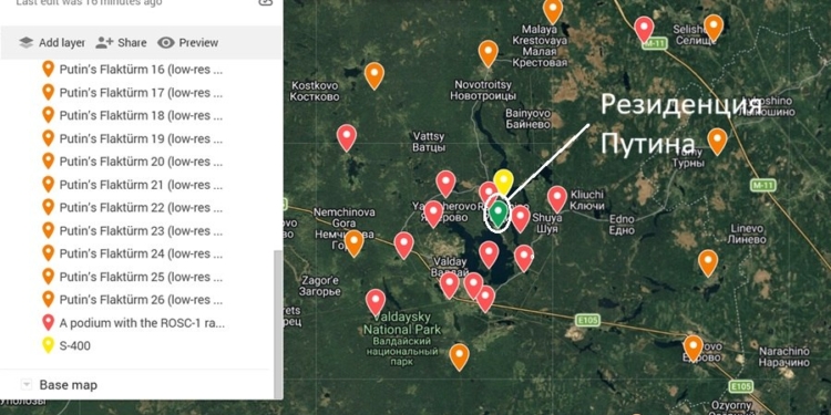 Навколо резиденції путіна на Валдаї з’явилися нові позиції ППО (СУПУТНИКОВІ ЗНІМКИ)