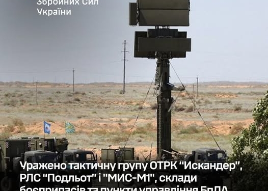 ЗСУ знищили тактичну групу ОТРК “Искандер” і РЛС рф у Криму – Генштаб