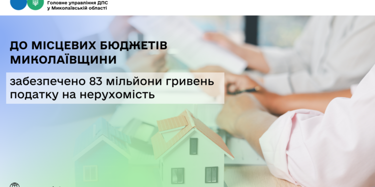 До місцевих бюджетів Миколаївщини забезпечено 83 млн грн податку на нерухомість