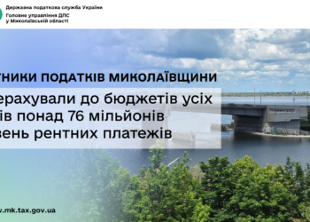 Платники податків Миколаївщини перерахували до бюджетів усіх рівнів понад 76 млн грн рентних платежів