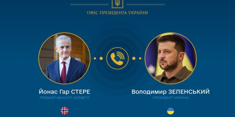 Президент України та Прем’єр-міністр Норвегії телефоном обговорили можливості підштовхнути росію до дипломатії