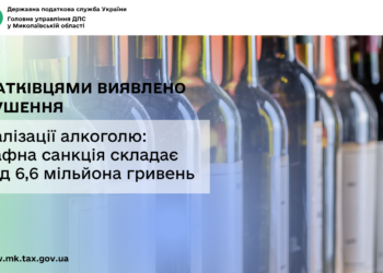 Податківцями на Миколаївщині виявлено порушення в реалізації алкоголю: штрафна санкція складає понад 6,6 млн грн