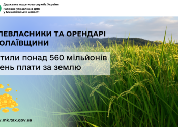 Землевласники та орендарі Миколаївщини сплатили понад 560 млн грн плати за землю