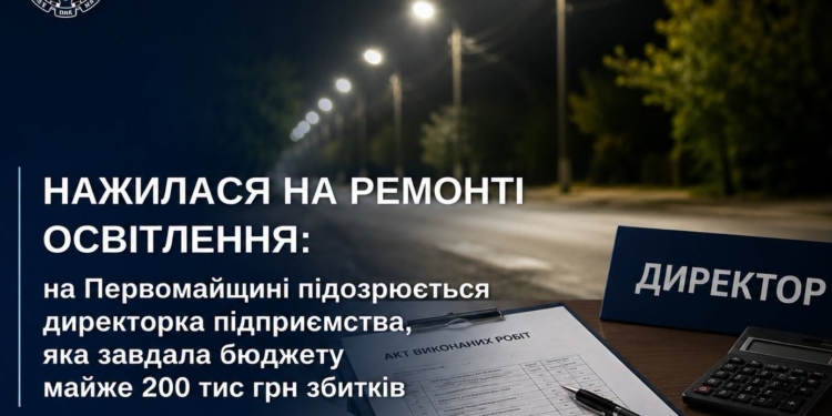 Нажилася на ремонті освітлення: на Миколаївщині підозрюється директорка підприємства, яка завдала бюджету майже 200 тис грн збитків