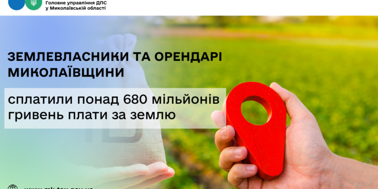 Землевласники та орендарі Миколаївщини сплатили понад 680 млн грн плати за землю