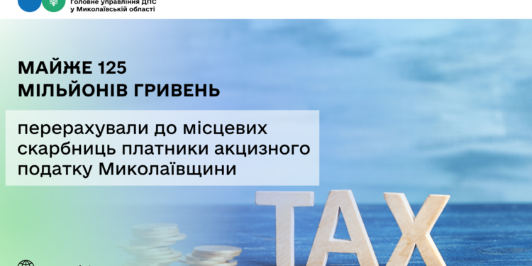 Платники акцизного податку Миколаївщини перерахували до місцевих скарбниць майже 125 млн грн